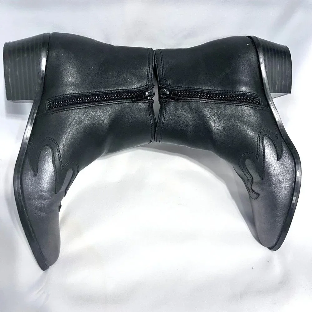 BCBG Girls-Girls Sz. 3M Black/Metallic Ankle Western/Cowgirl Boots-Leather-Fire
